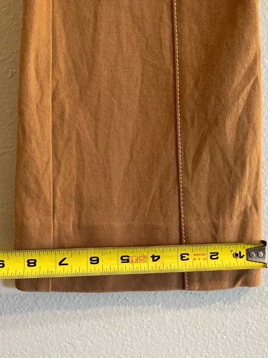Derek Lam 10 Crosby Camel Flared Trousers Contrast Stitch Size 6 Cotton Cropped - Picture 8 of 14
